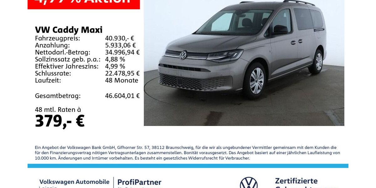 VW Caddy Maxi 8.463 km 39.960 &euro; Leipzig 04178