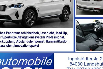 BMW X3 30dxDr AHK,HUD,Laser,Pan.-Dach,Echtleder 24.732 km 46.990 &euro; Landshut 84030