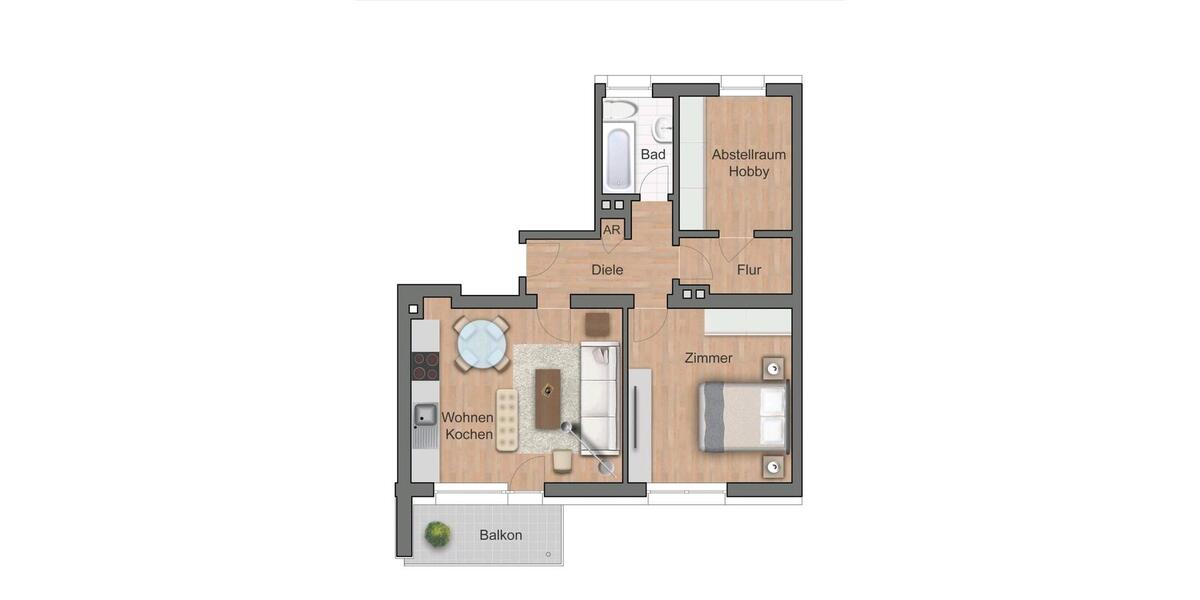 Erdgeschoßwohnung Siegen - 3 Zimmer, 55 m&sup2;, 158.000&euro; | Angebot:26130277