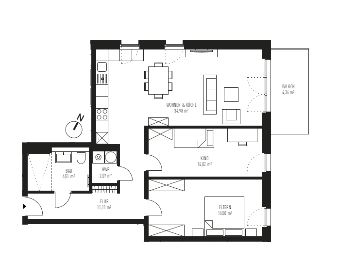 Etagenwohnung Königs Wusterhausen Zeesen - 3 Zimmer, 89 m&sup2;, 441.232&euro; | Angebot:25778510