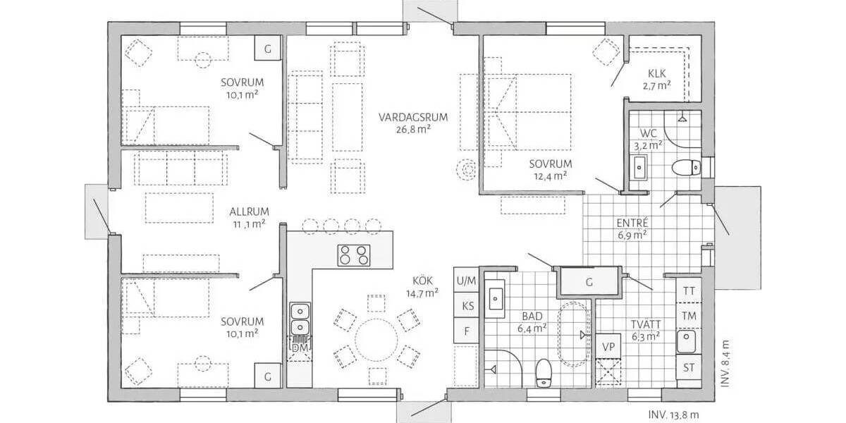 Einfamilienhaus Burg Stargard Gramelow - 5 Zimmer, 116 m&sup2;, 423.500&euro; | Angebot:25727499