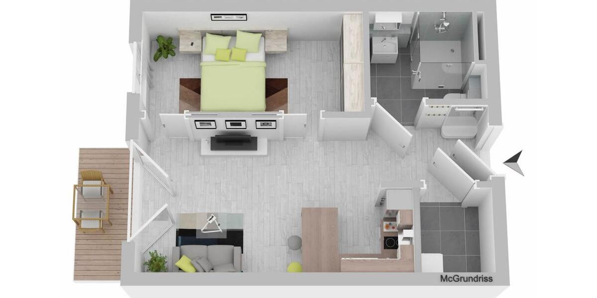 Etagenwohnung Drochtersen - 2 Zimmer, 41 m&sup2;, 600&euro; | Angebot:22065185