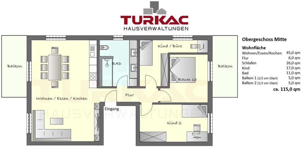 Etagenwohnung Hüttenberg - 4 Zimmer, 115 m&sup2;, 1.350&euro; | Angebot:26196690