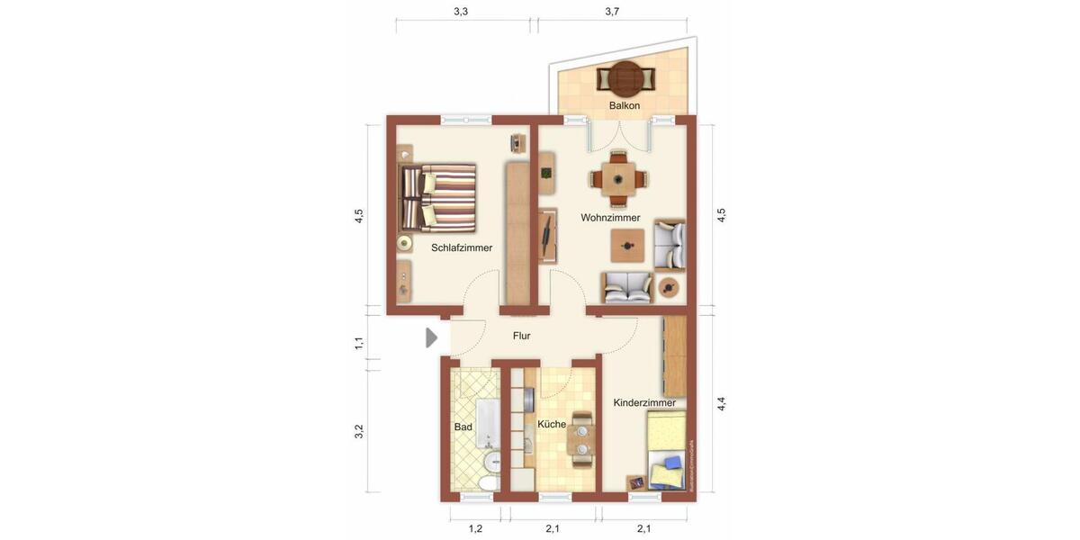 Etagenwohnung Suhl - 3 Zimmer, 59 m&sup2;, 415&euro; | Angebot:26676875