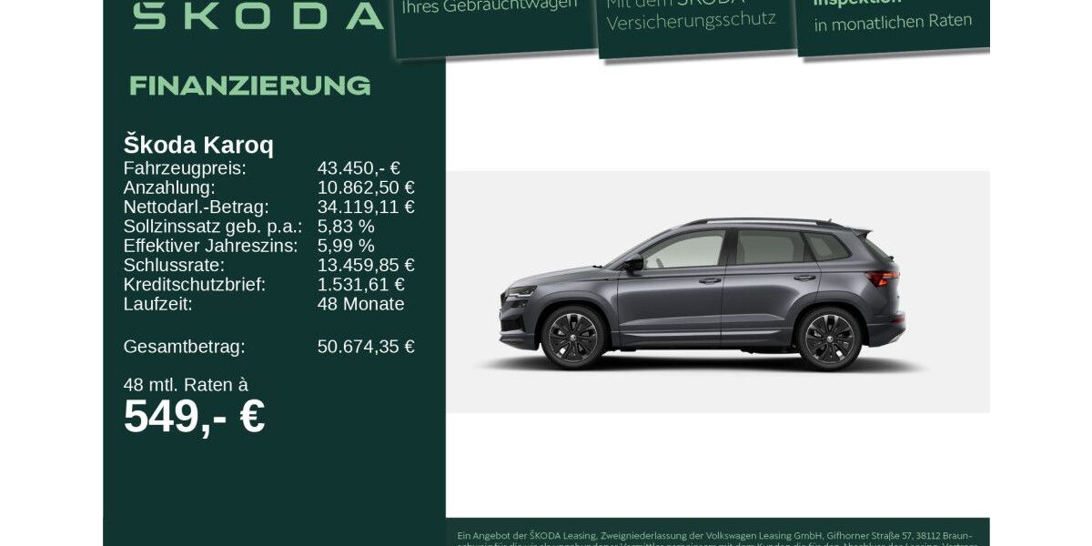 Skoda Karoq 8.001 km 42.450 &euro; Neu-Ulm 89231
