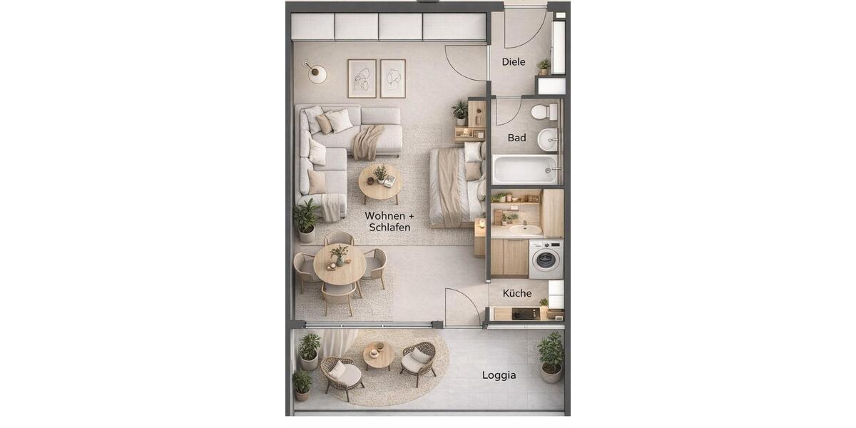 Terrassenwohnung Sankt Augustin - 1 Zimmer, 43 m&sup2;, 750&euro; | Angebot:26007062