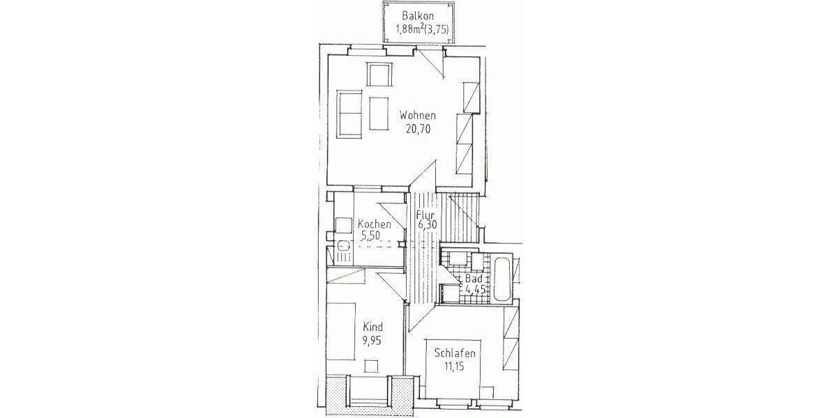 Dachgeschoßwohnung Halle (Saale) Damaschkestraße - 3 Zimmer, 61 m&sup2;, 520&euro; | Angebot:26386078