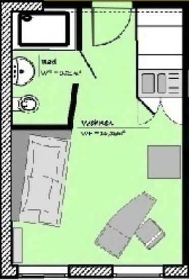 Etagenwohnung Saarbrücken - 1 Zimmer, 21 m&sup2;, 450&euro; | Angebot:26178321