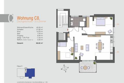 Wohnung Konstanz Wollmatingen - 3 Zimmer, 98 m&sup2;, 1.750&euro; | Angebot:25400798
