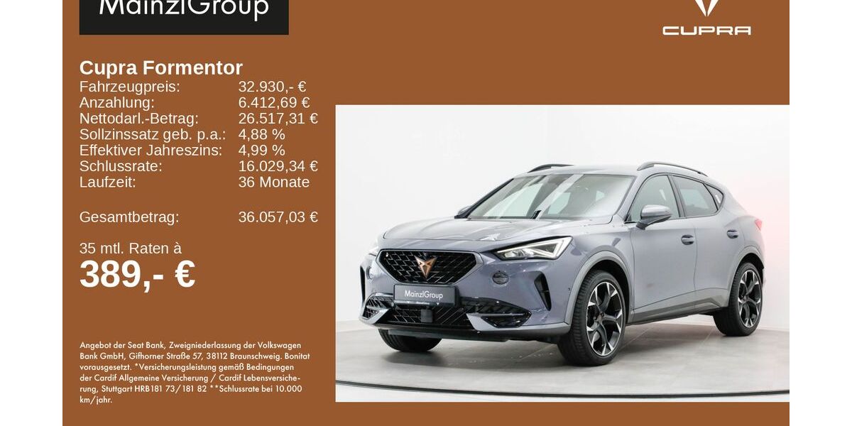 Cupra Formentor 38.807 km 32.930 &euro; Feldkirchen/Westerham 83620