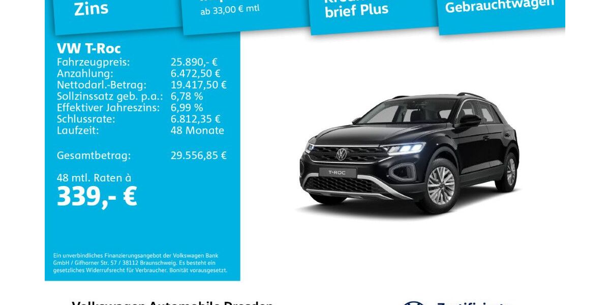 VW T-Roc 14.087 km 25.490 &euro; Dresden 01067