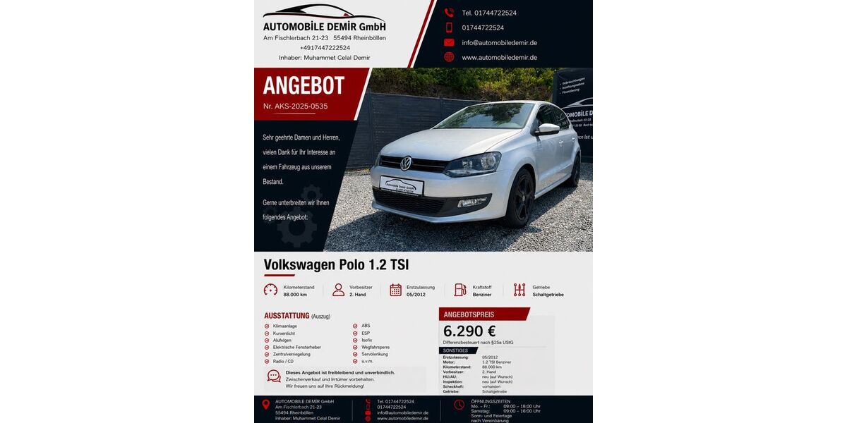 VW Polo 88.000 km 6.290 &euro; Rheinböllen 55494