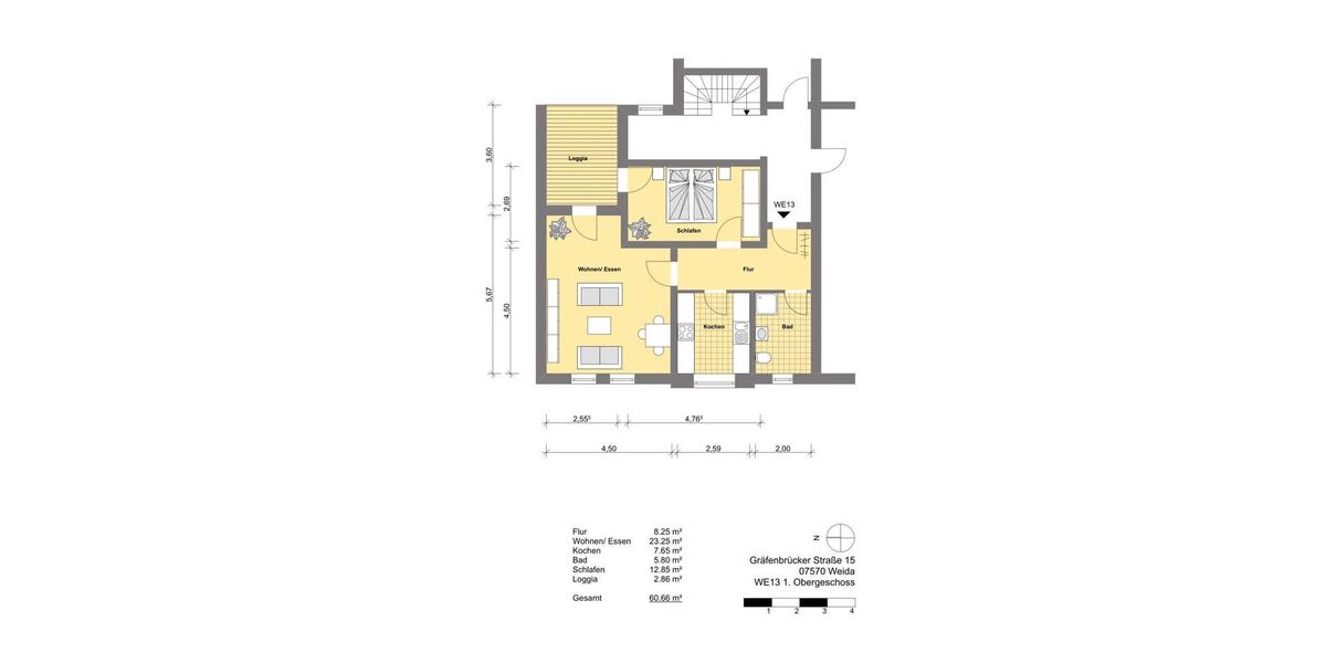 Etagenwohnung Weida - 2 Zimmer, 61 m&sup2;, 395&euro; | Angebot:25628059