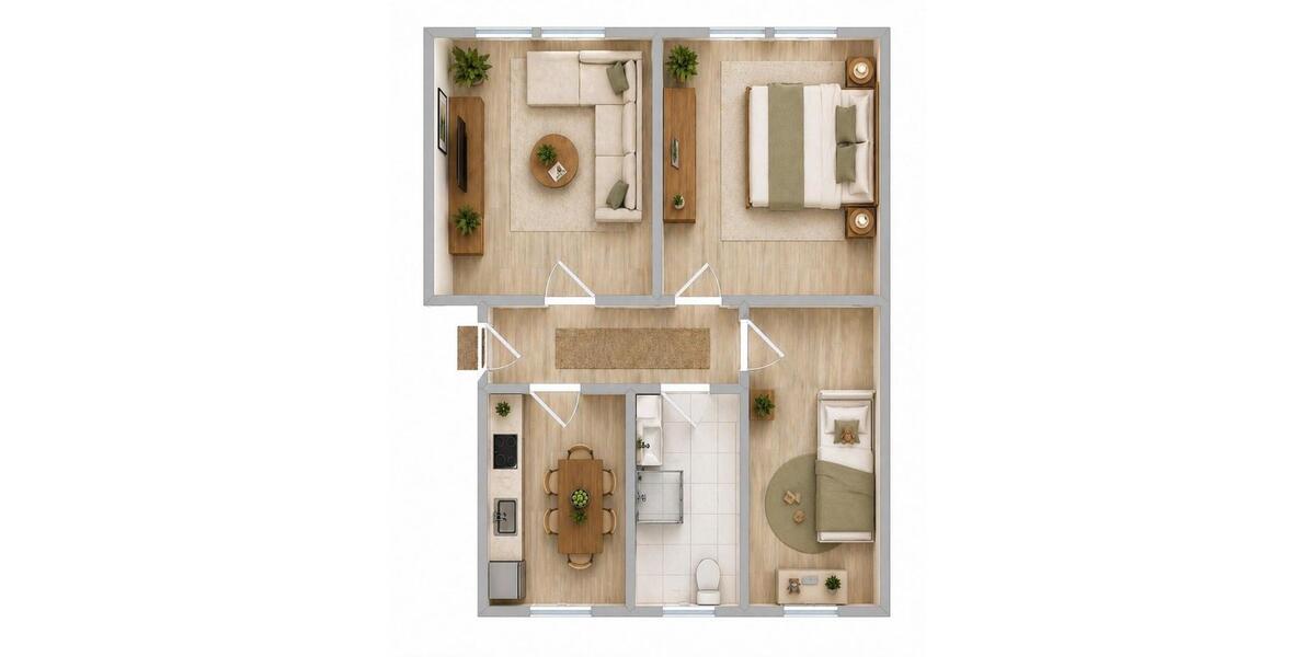 Etagenwohnung Köthen (Anhalt) - 3 Zimmer, 64 m&sup2;, 388&euro; | Angebot:26340931