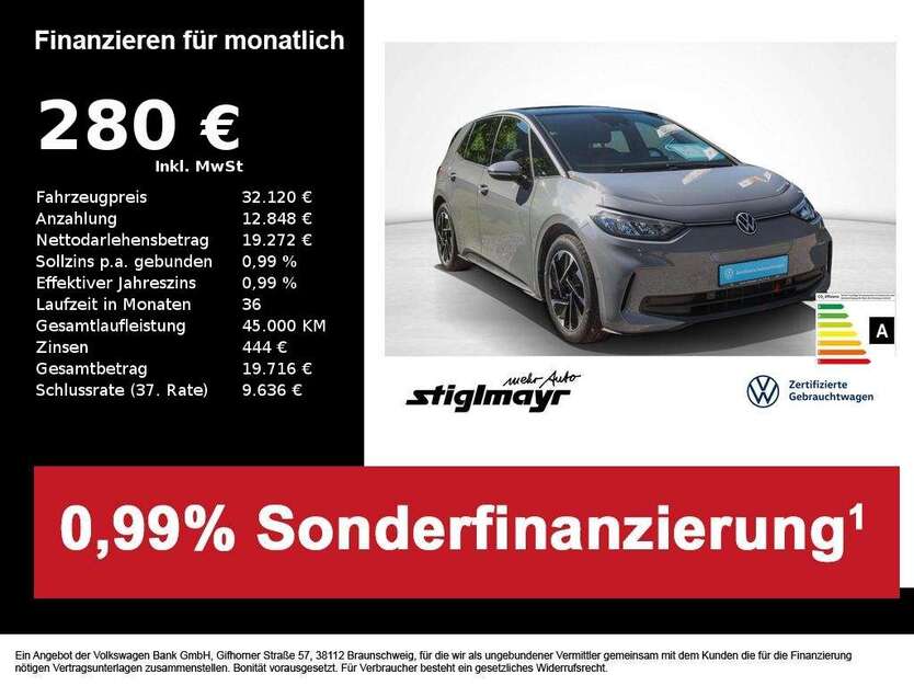 VW ID.3 15.355 km 31.420 € Schrobenhausen 86529