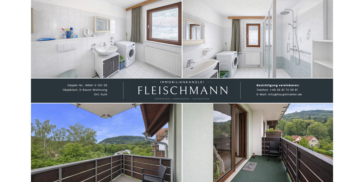 Wohnkomfort mit Balkon, Einbauküche und solider Ausstattung in gepflegtem Wohnumfeld - Erdgeschoßwohnung Suhl Schmiedefeld am Rennsteig | Angebot:27083806