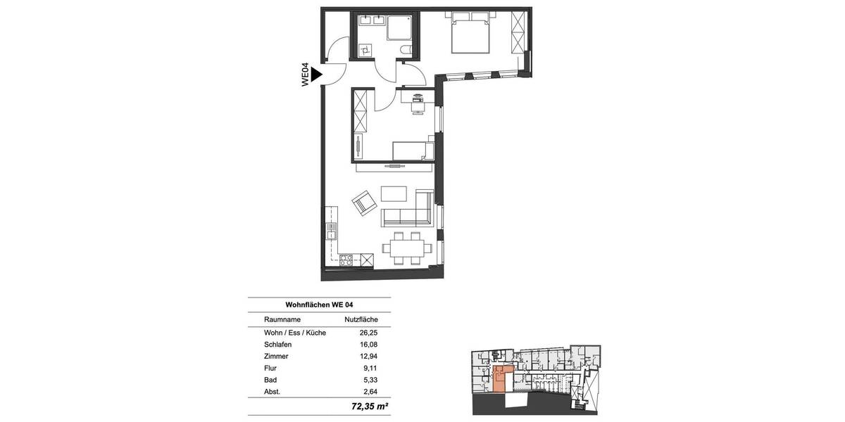 Etagenwohnung Ingolstadt - 3 Zimmer, 72 m&sup2;, 1.010&euro; | Angebot:26840722