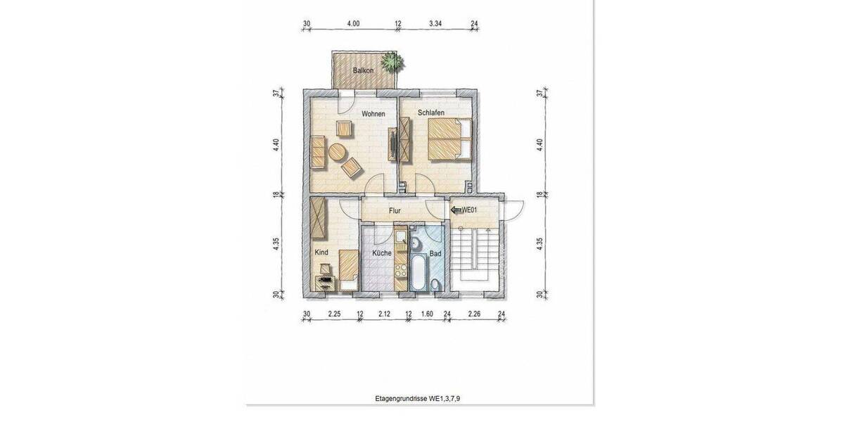 Etagenwohnung Werra-Suhl-Tal Berka - 3 Zimmer, 60 m&sup2;, 89.000&euro; | Angebot:25654154
