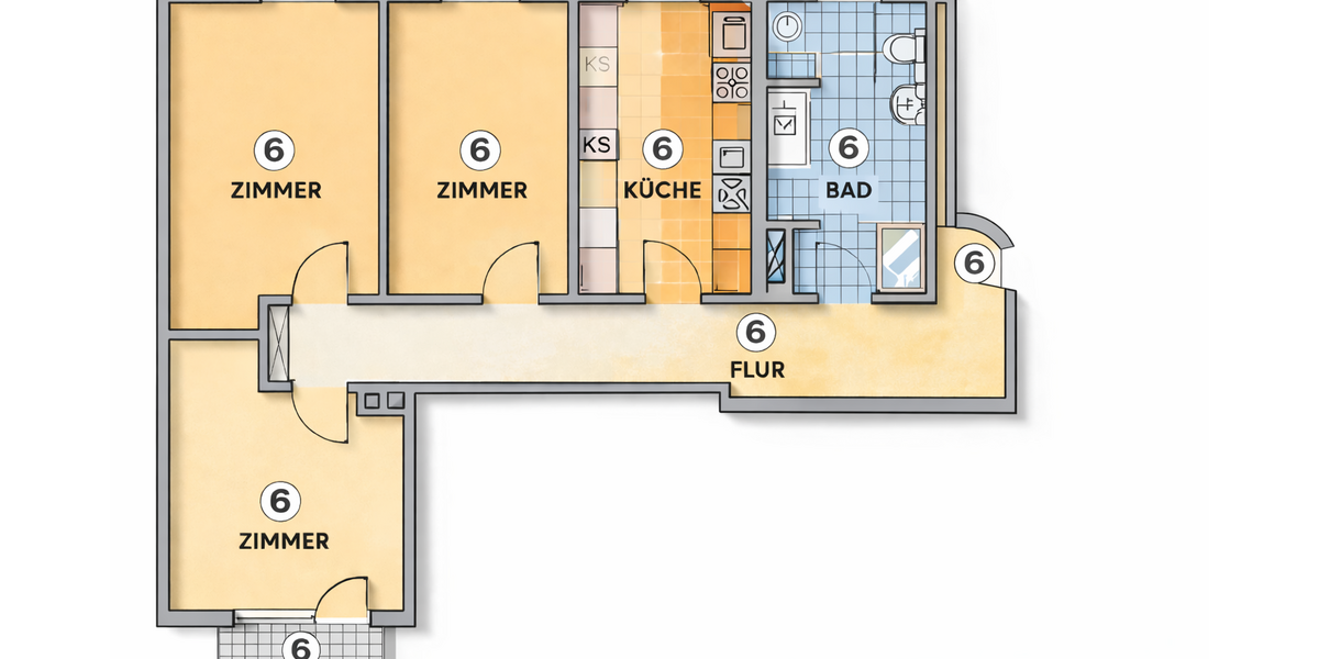 Etagenwohnung Marburg Biegenviertel - 3 Zimmer, 77 m&sup2;, 1.100&euro; | Angebot:25542919