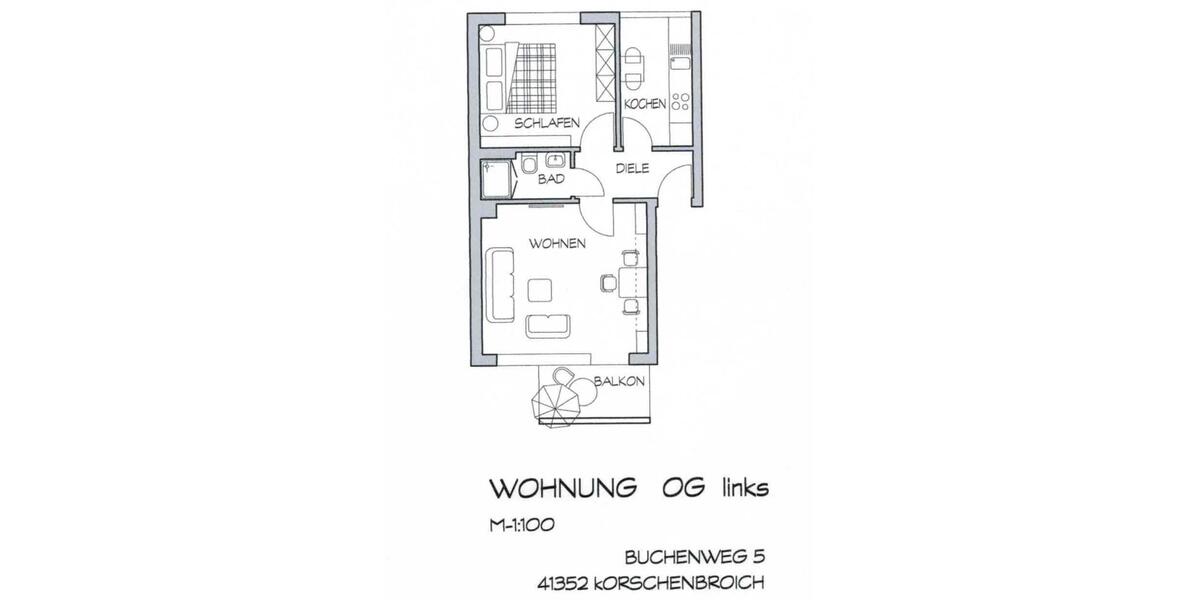 Etagenwohnung Korschenbroich - 2 Zimmer, 44 m&sup2;, 550&euro; | Angebot:26413083