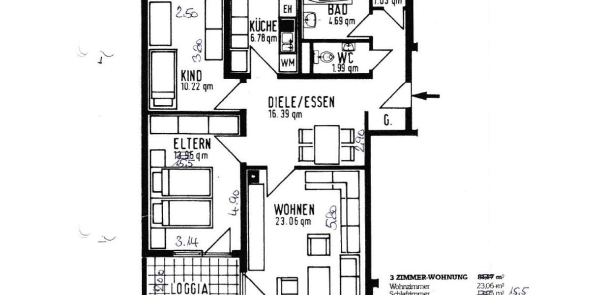 Etagenwohnung München Hadern - 3.5 Zimmer, 83 m&sup2;, 555.000&euro; | Angebot:27116812