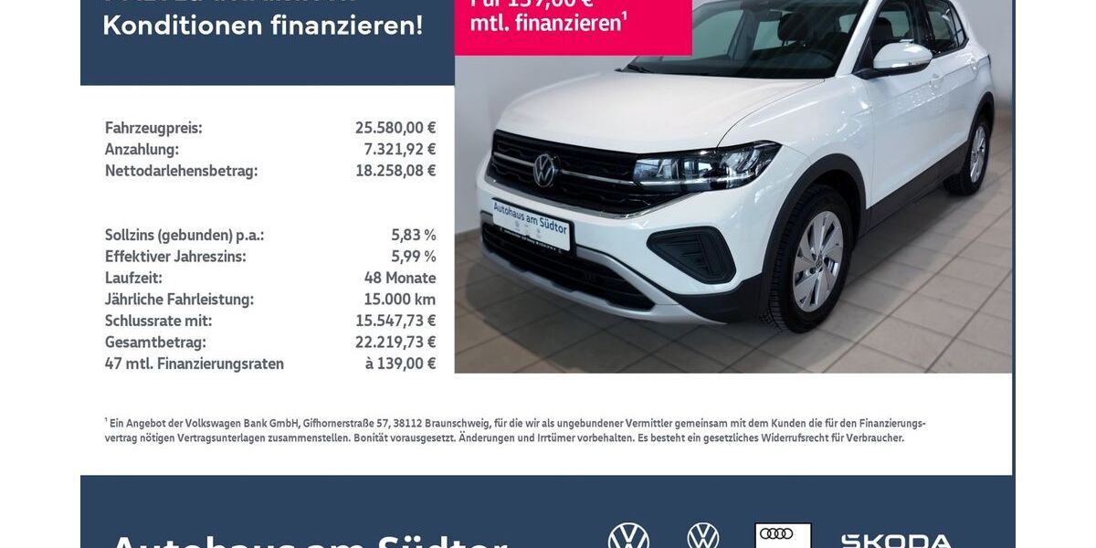 VW T-Cross 15.565 km 25.580 &euro; Rietberg 33397