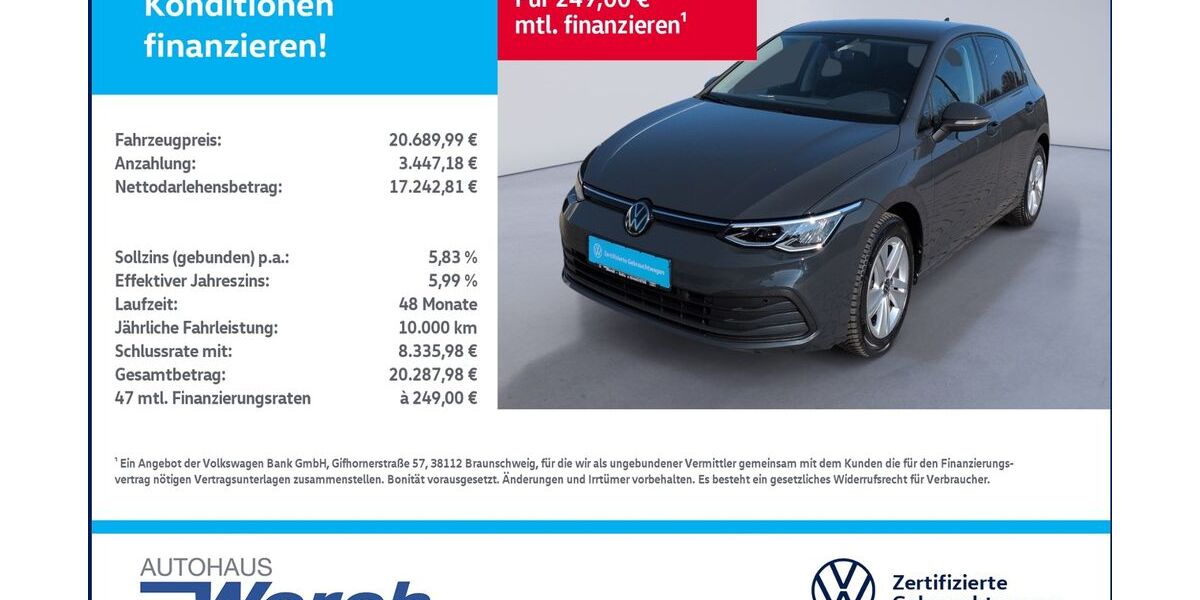 VW Golf 59.391 km 20.689 &euro; Südharz 06536