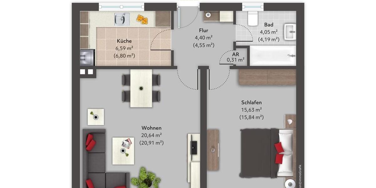 Erdgeschoßwohnung Wedel - 2 Zimmer, 53 m&sup2;, 630&euro; | Angebot:25892077