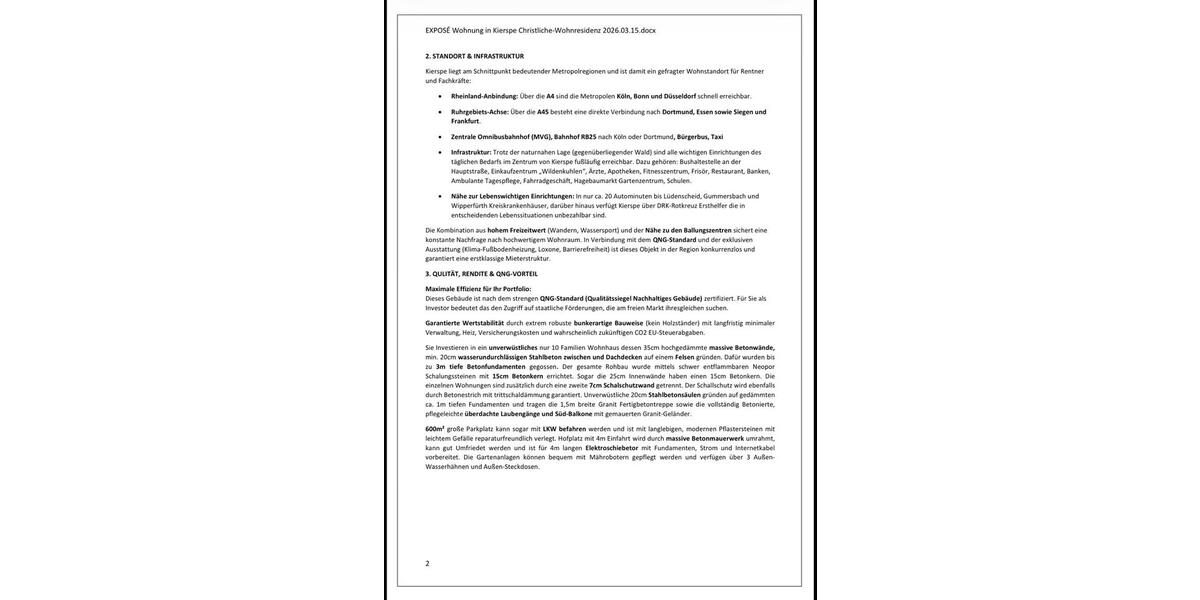 Etagenwohnung Kierspe - 2 Zimmer, 62 m&sup2;, 240.000&euro; | Angebot:25629902