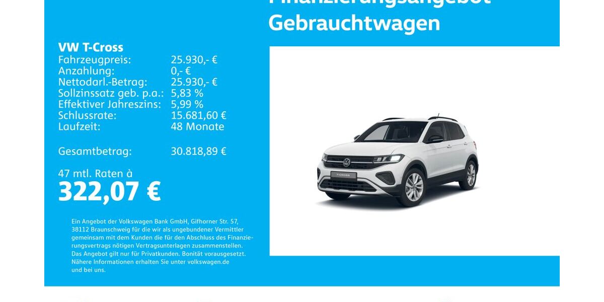 VW T-Cross 5.105 km 25.930 &euro; Stuttgart-Wangen 70188