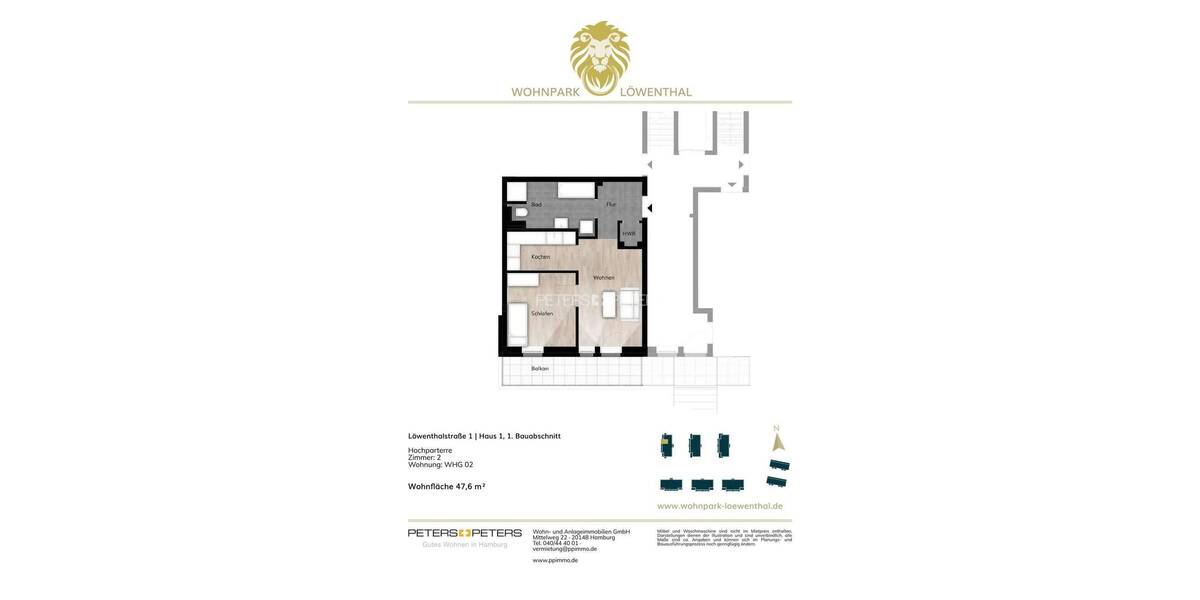 Etagenwohnung Schwerin Werdervorstadt - 2 Zimmer, 47 m&sup2;, 619&euro; | Angebot:26362584