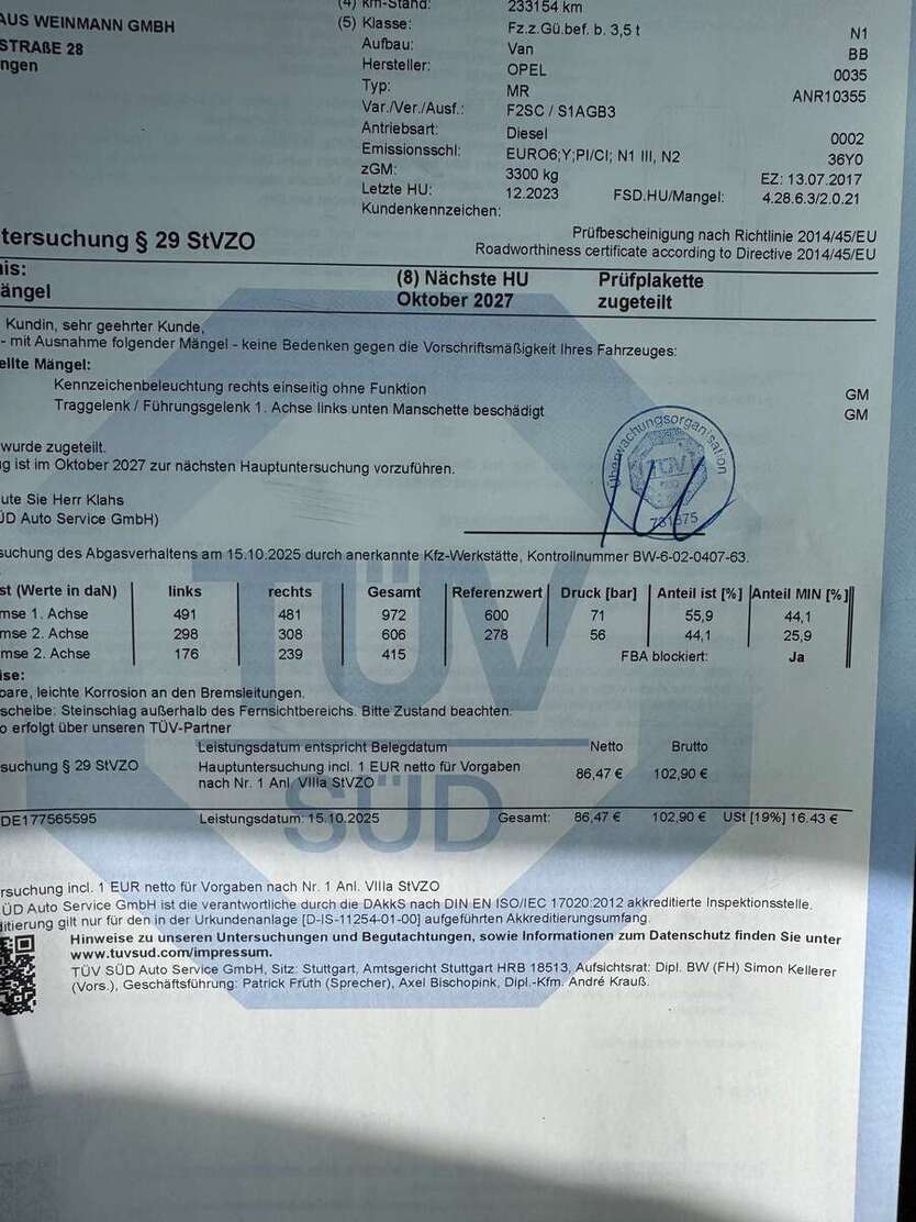 Opel Movano 233.800 km 11.500 € Laichingen 89150