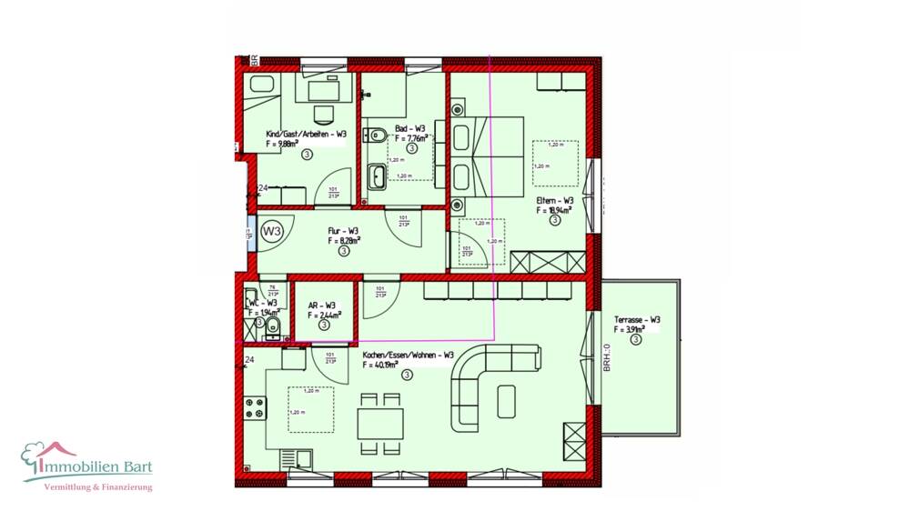 Etagenwohnung Losheim am See Losheim - 3 Zimmer, 93 m&sup2;, 354.700&euro; | Angebot:25814967