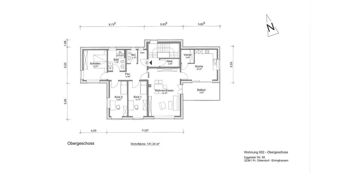 Etagenwohnung Preußisch Oldendorf - 4 Zimmer, 131 m&sup2;, 1.313&euro; | Angebot:26549824