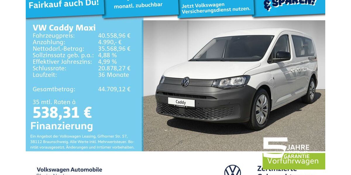 VW Caddy Maxi 19.900 km 38.499 &euro; Mannheim 68309