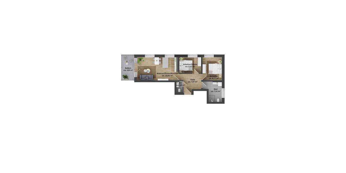 Etagenwohnung Sonthofen - 3 Zimmer, 63 m&sup2;, 441.000&euro; | Angebot:25708234