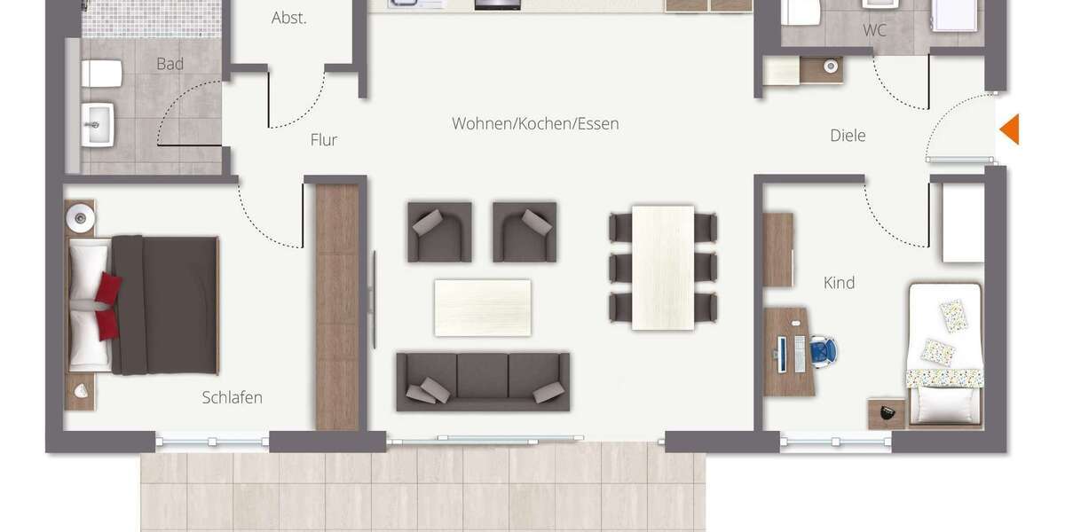 Etagenwohnung Biberach - 3.5 Zimmer, 85 m&sup2;, 435.000&euro; | Angebot:26270153
