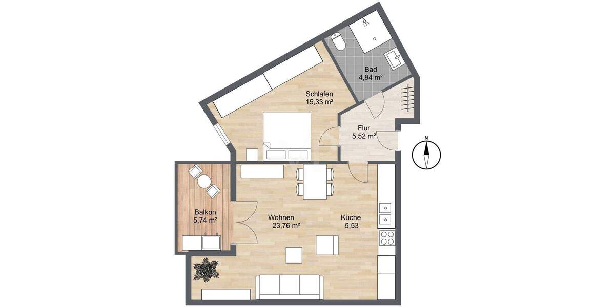 Etagenwohnung München Pasing-Obermenzing - 2 Zimmer, 58 m&sup2;, 1.220&euro; | Angebot:25108137