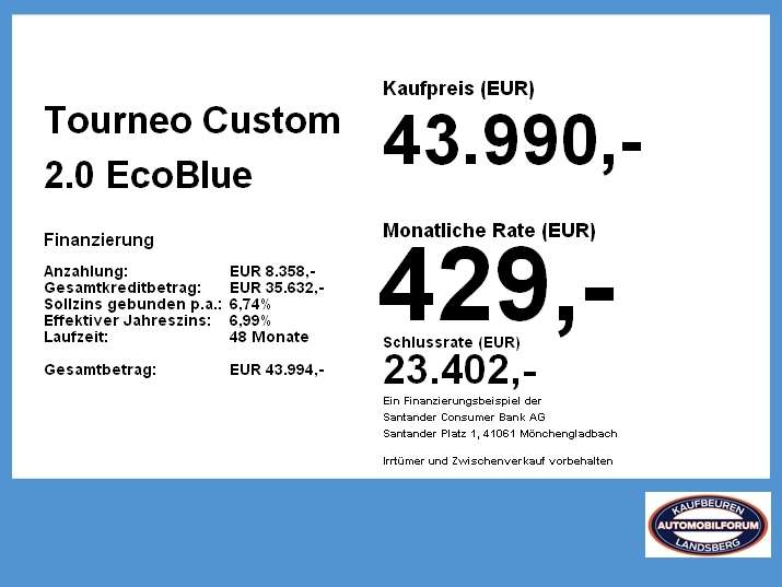 Ford Tourneo Custom 27.593 km 43.990 &euro; Kaufbeuren 87600