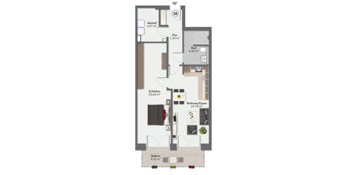 Etagenwohnung Achim - 2 Zimmer, 76 m&sup2;, 321.000&euro; | Angebot:25661317