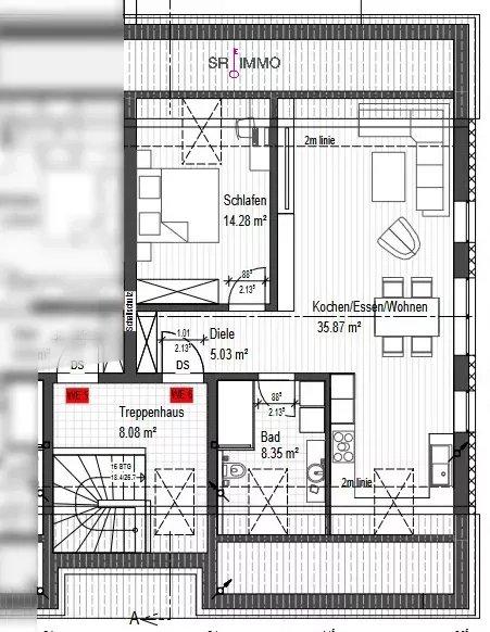 Etagenwohnung Mettendorf - 2 Zimmer, 63 m&sup2;, 469&euro; | Angebot:24892963