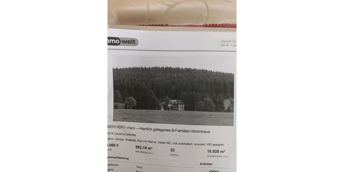 Mehrfamilienhaus, Wohnhaus Clausthal-Zellerfeld Zellerfeld - 22 Zimmer, 594 m&sup2;, 679.000&euro; | Angebot:26382754