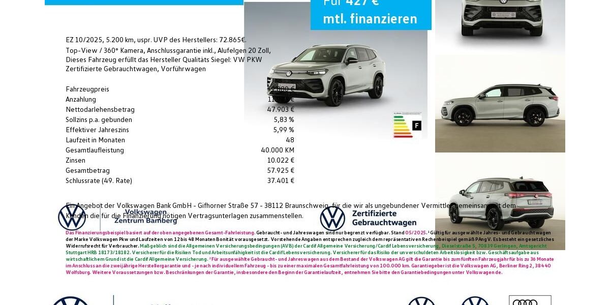 VW Tayron 6.600 km 59.880 &euro; Bamberg 96052