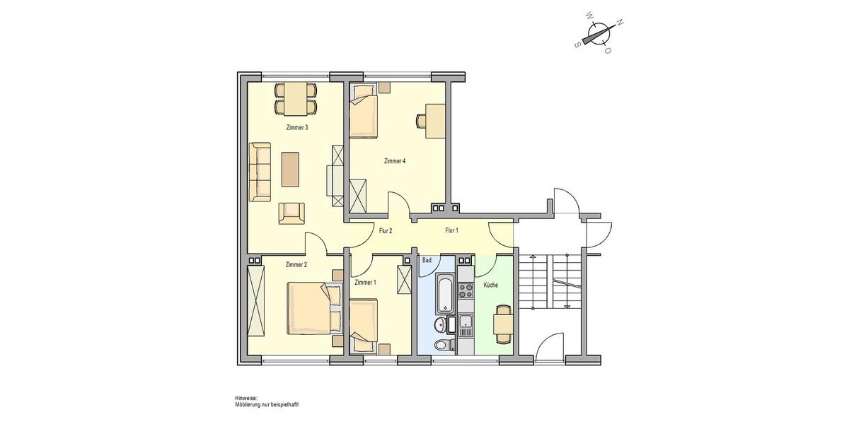 Etagenwohnung Neu Kaliß - 4 Zimmer, 73 m&sup2;, 500&euro; | Angebot:25352167