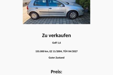 VW Golf 155.000 km 750 &euro; Memmingen 87700