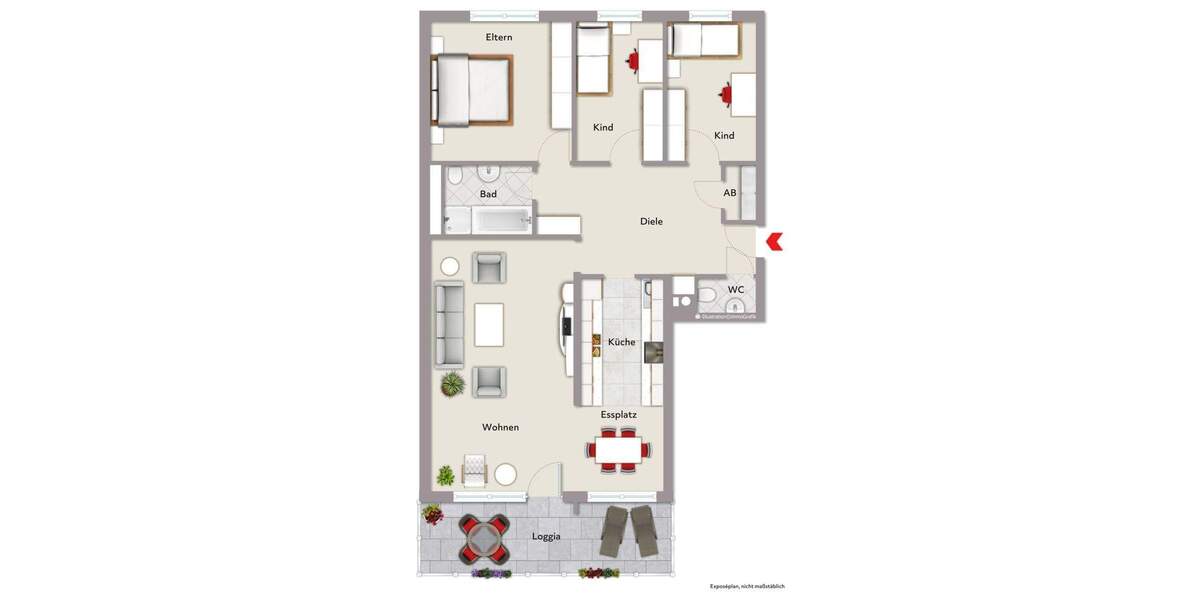 Etagenwohnung Eggenstein-Leopoldshafen Leopoldshafen - 4 Zimmer, 109 m&sup2;, 287.000&euro; | Angebot:24528847