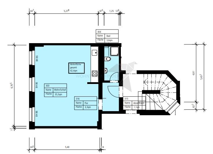 Etagenwohnung Zwickau - 1 Zimmer, 42 m&sup2;, 276&euro; | Angebot:26419902