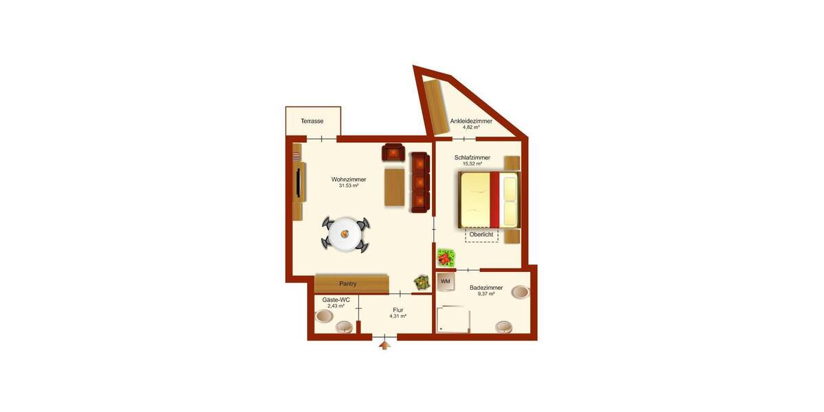 Etagenwohnung Bremen Arsten - 2 Zimmer, 68 m&sup2;, 1.120&euro; | Angebot:26798806
