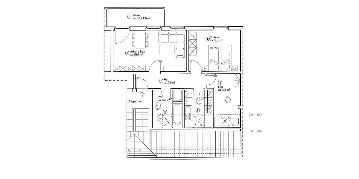 Dachgeschoßwohnung Gröditz - 3 Zimmer, 59 m&sup2;, 382&euro; | Angebot:26278153