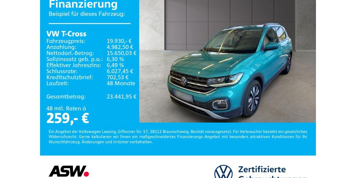 VW T-Cross 39.800 km 19.930 &euro; Bad Rappenau 74906